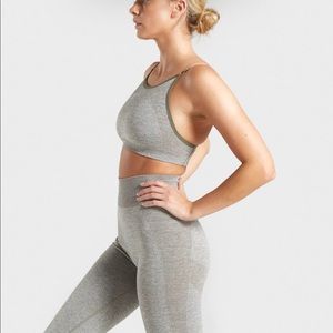 Gymshark Flex Strappy Sports Bra (LG) Khaki Marl/Taupe